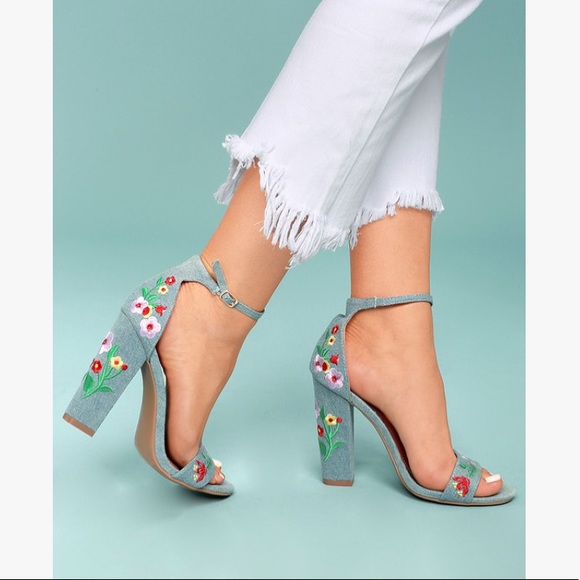 Lulus Shoes - *BRAND NEW* 🌟Denim Floral Heels🌟